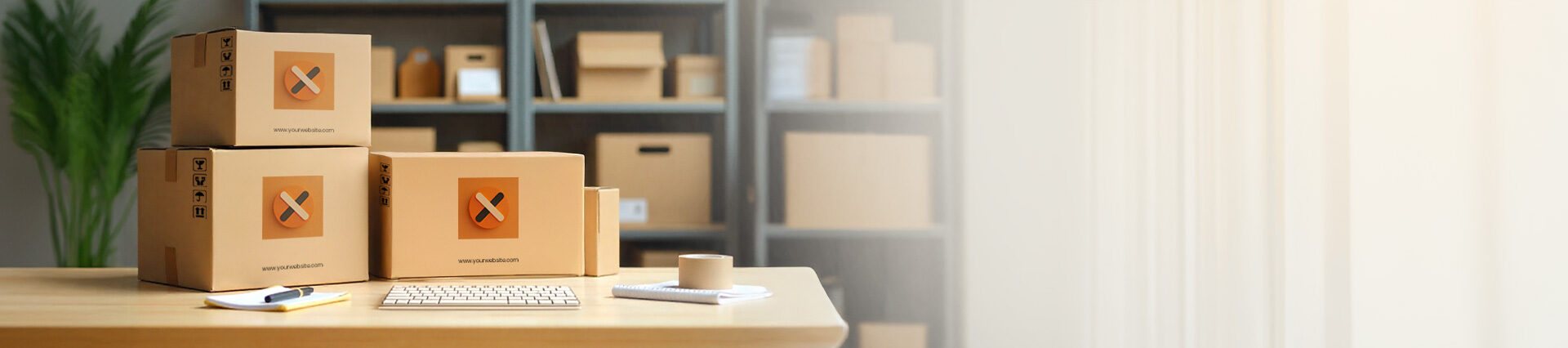 Colis prêts à l'expédition dans un espace de stockage